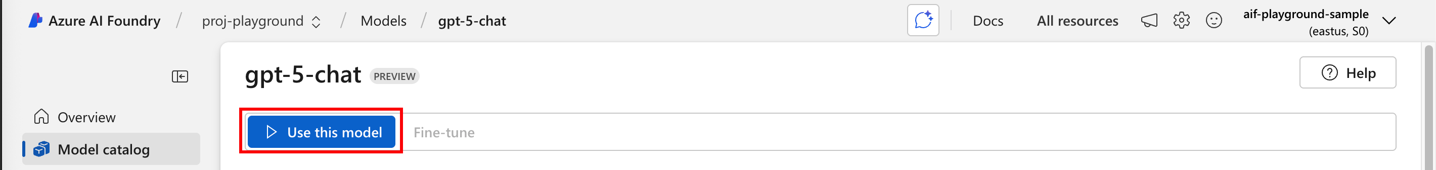 Click use this model button